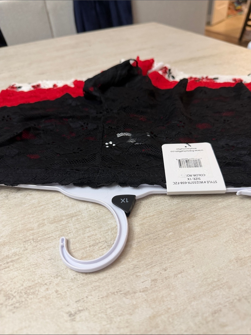 Floral Lace Boyshort Panties in Red and White - Women Intimates. Three pair - Picture 5 of 7